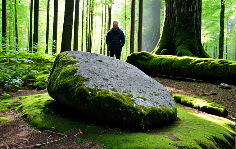 Kalev's Footprint**

"A giant stone in a lush Estonian forest, said to be Kalev's footprint, moss-covered and ancient, sunlight filtering through the trees, mystical atmosphere, fully clothed people in modest clothing observing the stone, safe for work, appropriate content, perfect anatomy, natural proportions, professional photography, high quality."

**