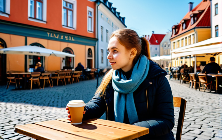 Outdoor Cafe Scene**

A fully clothed young woman enjoying coffee at an outdoor cafe in Tallinn's Old Town. She is wearing modest, casual clothing. In the background, people are strolling and the architecture is visible. Include a person in the background discreetly using a vape. Perfect anatomy, correct proportions, natural pose, safe for work, appropriate content, professional photography, high quality.

**