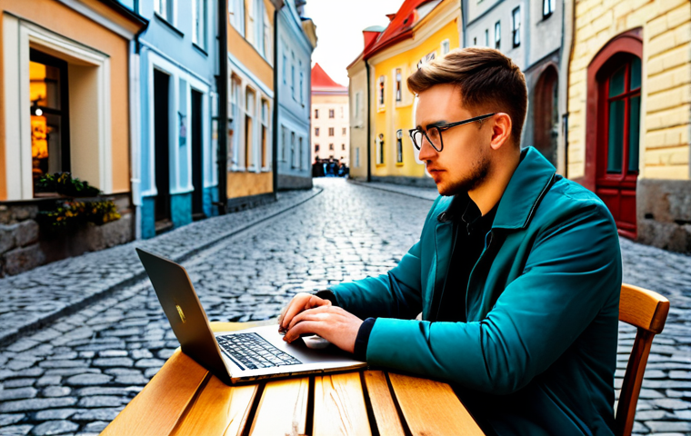 에스토니아와 리투아니아의 역사적 차이 - Estonia - Digital Nomad in Tallinn**

"A young, professional digital nomad working on a laptop at a ...