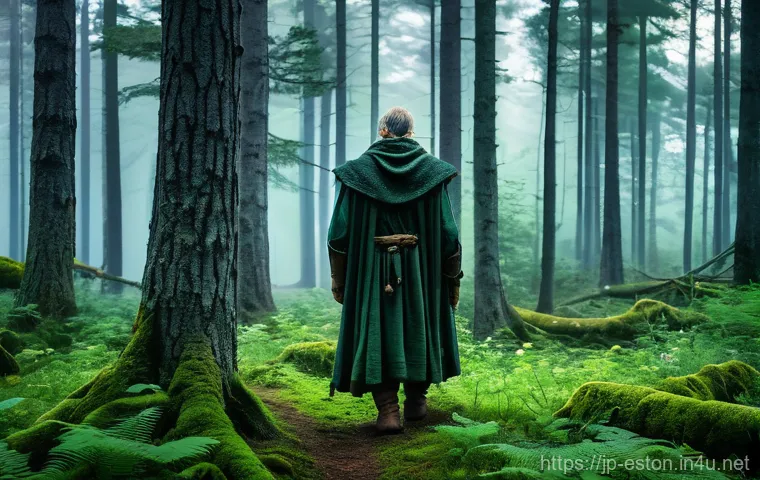 에스토니아의 유명 작가 및 문학 - **Prompt 1: The Spirit of Kalevipoeg in Ancient Woods**
    "A powerful, weathered man, embodying th...
