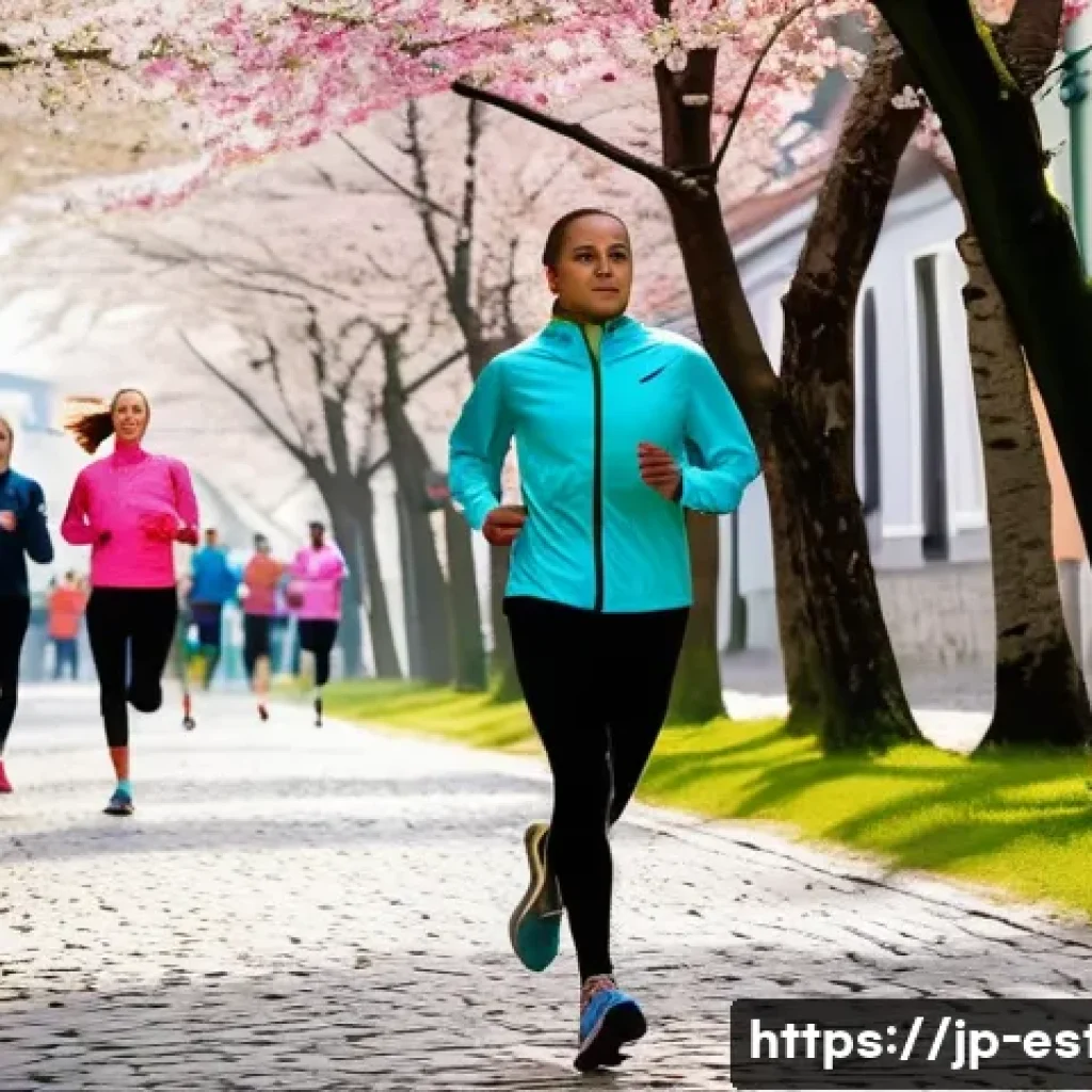 에스토니아에서 열리는 마라톤 및 스포츠 이벤트 - A vibrant scene of runners jogging along the historic cobblestone streets of Tallinn’s Old Town in s...